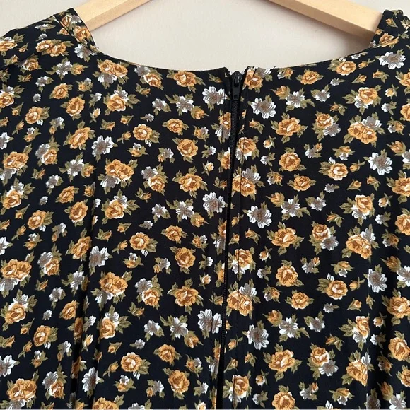 Vintage Diana Marco Fall Floral Long Sleeves Dress Size 14 - Picture 7 of 9